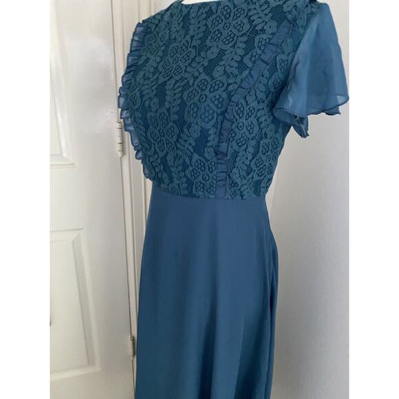 NWT JJ's House A-line Scoop Ink Blue Chiffon Bridesmaid Dress Small - Picture 7 of 16